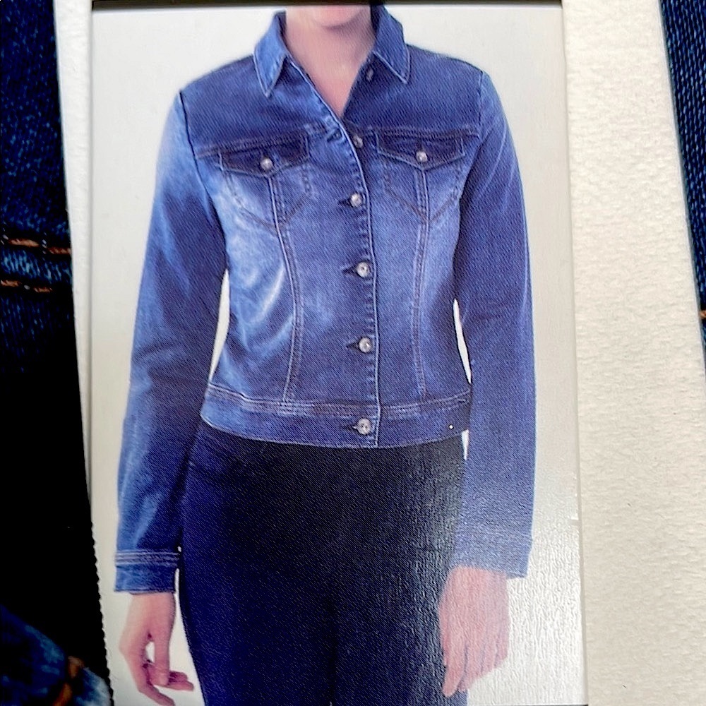 NWT 2016 by Parasuco Stretch Med-Dark Wash Cropped Denim Jacket Size L - Picture 5 of 8